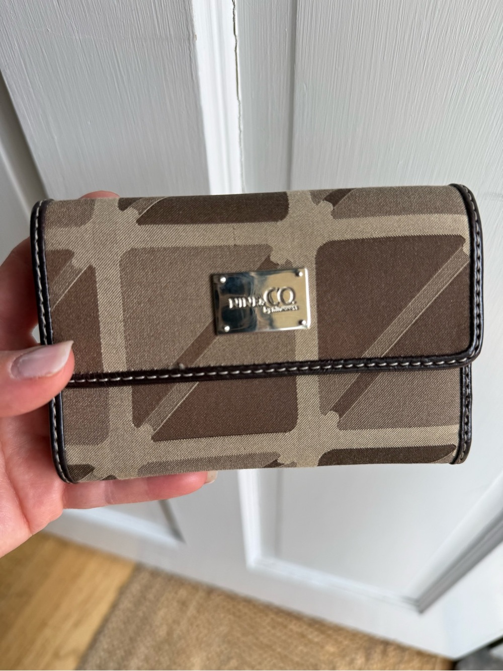Nine & Co. Brown Patterned Logo Card Wallet